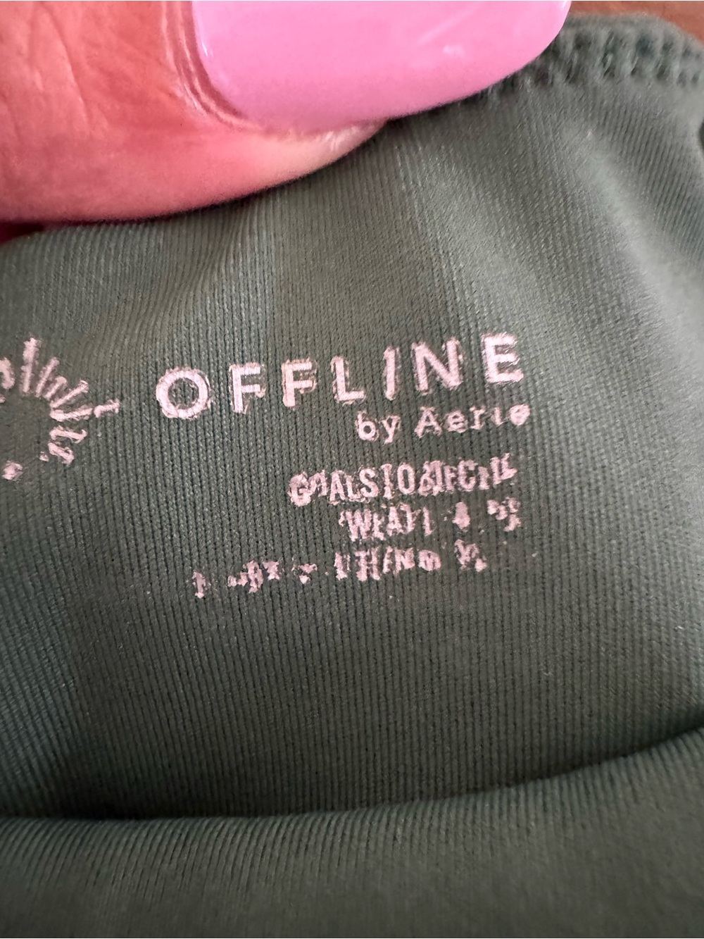 OFFLINE by Aerie Cropped Active Top in Forest Green & high waisted leggings set - Picture 7 of 12